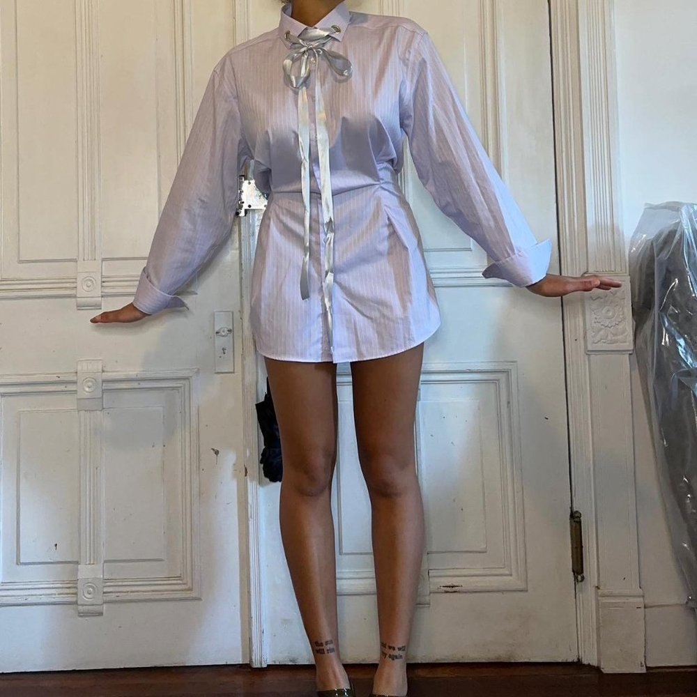 Upcycled shirt dress 🎀💜